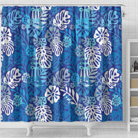 Blue Aloha Hawaiian Shower Curtain Monstera Hibiscus Tropical Pattern LT19 - Polynesian Pride