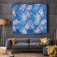 Blue Aloha Hawaiian Tapestry Monstera Hibiscus Tropical Pattern LT19 Blue - Polynesian Pride
