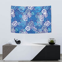 Blue Aloha Hawaiian Tapestry Monstera Hibiscus Tropical Pattern LT19 - Polynesian Pride