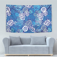 Blue Aloha Hawaiian Tapestry Monstera Hibiscus Tropical Pattern LT19 - Polynesian Pride