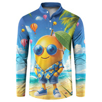 Funny Hawaii Mango Button Sweatshirt Tropical Summer Beach Mascot Vacation LT19 Blue - Polynesian Pride