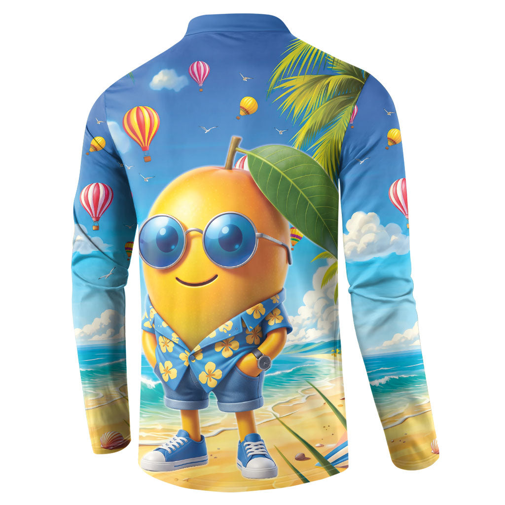 Funny Hawaii Mango Button Sweatshirt Tropical Summer Beach Mascot Vacation LT19 - Polynesian Pride