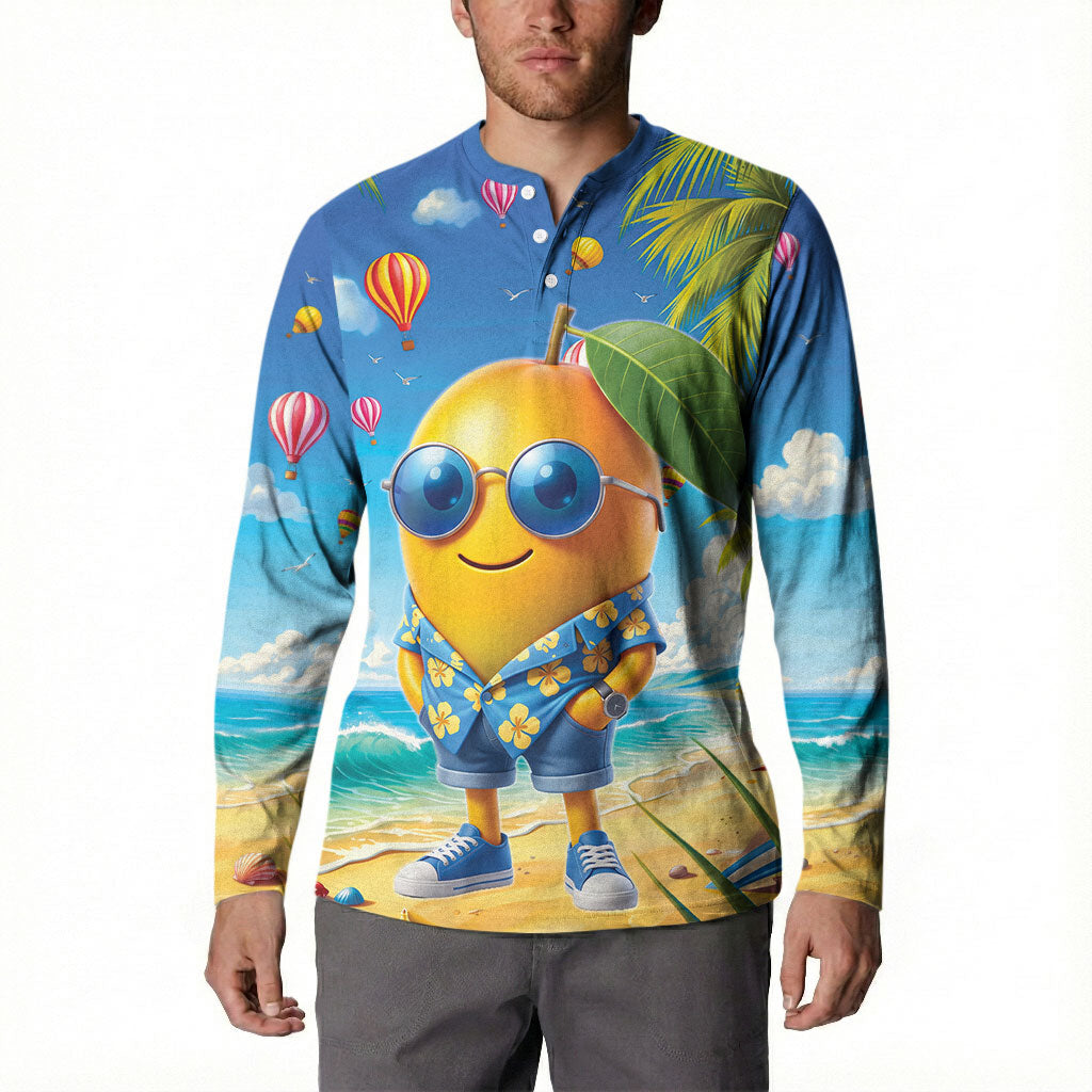 Funny Hawaii Mango Button Sweatshirt Tropical Summer Beach Mascot Vacation LT19 - Polynesian Pride