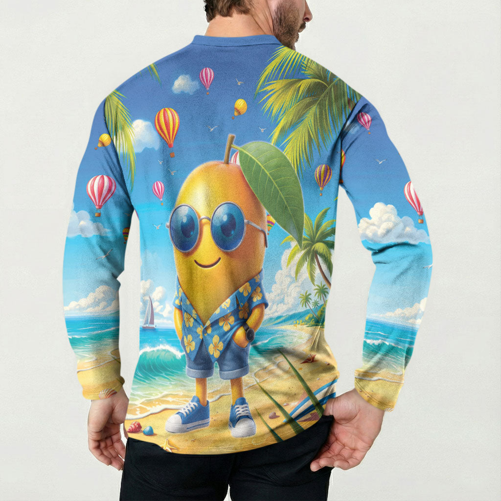 Funny Hawaii Mango Button Sweatshirt Tropical Summer Beach Mascot Vacation LT19 - Polynesian Pride
