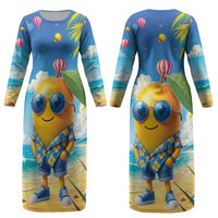 Funny Hawaii Mango Couples Matching Long Sleeve Bodycon Dress and Hawaiian Shirt Tropical Summer Beach Mascot Vacation LT19 - Polynesian Pride