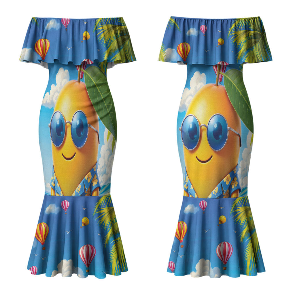 Funny Hawaii Mango Couples Matching Mermaid Dress and Hawaiian Shirt Tropical Summer Beach Mascot Vacation LT19 - Polynesian Pride