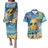Funny Hawaii Mango Couples Matching Puletasi and Hawaiian Shirt Tropical Summer Beach Mascot Vacation LT19 Blue - Polynesian Pride