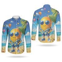Funny Hawaii Mango Couples Matching Puletasi and Long Sleeve Button Shirt Tropical Summer Beach Mascot Vacation LT19 - Polynesian Pride