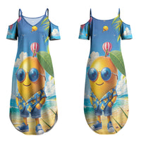 Funny Hawaii Mango Couples Matching Summer Maxi Dress and Long Sleeve Button Shirt Tropical Summer Beach Mascot Vacation LT19 - Polynesian Pride