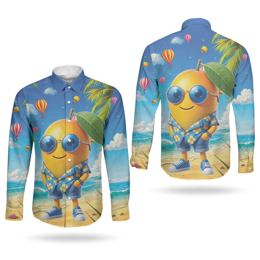 Funny Hawaii Mango Couples Matching Tank Maxi Dress and Long Sleeve Button Shirt Tropical Summer Beach Mascot Vacation LT19 - Polynesian Pride