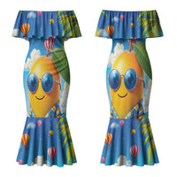 Funny Hawaii Mango Family Matching Mermaid Dress and Hawaiian Shirt Tropical Summer Beach Mascot Vacation LT19 Mom's Dress Blue - Polynesian Pride