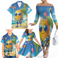 Funny Hawaii Mango Family Matching Off The Shoulder Long Sleeve Dress and Hawaiian Shirt Tropical Summer Beach Mascot Vacation LT19 - Polynesian Pride