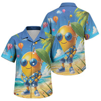 Funny Hawaii Mango Family Matching Summer Maxi Dress and Hawaiian Shirt Tropical Summer Beach Mascot Vacation LT19 Son's Shirt Blue - Polynesian Pride