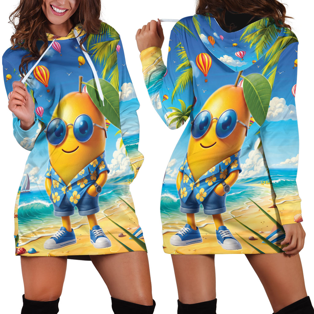 Funny Hawaii Mango Hoodie Dress Tropical Summer Beach Mascot Vacation LT19 - Polynesian Pride