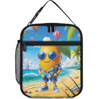 Funny Hawaii Mango Lunch Bag Tropical Summer Beach Mascot Vacation LT19 10.2 × 8.3 × 4.3 inch Blue - Polynesian Pride
