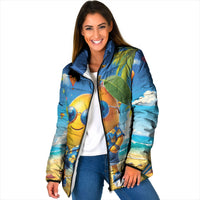 Funny Hawaii Mango Padded Jacket Tropical Summer Beach Mascot Vacation LT19 Women Blue - Polynesian Pride