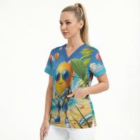 Funny Hawaii Mango Scrub Top Tropical Summer Beach Mascot Vacation LT19 - Polynesian Pride