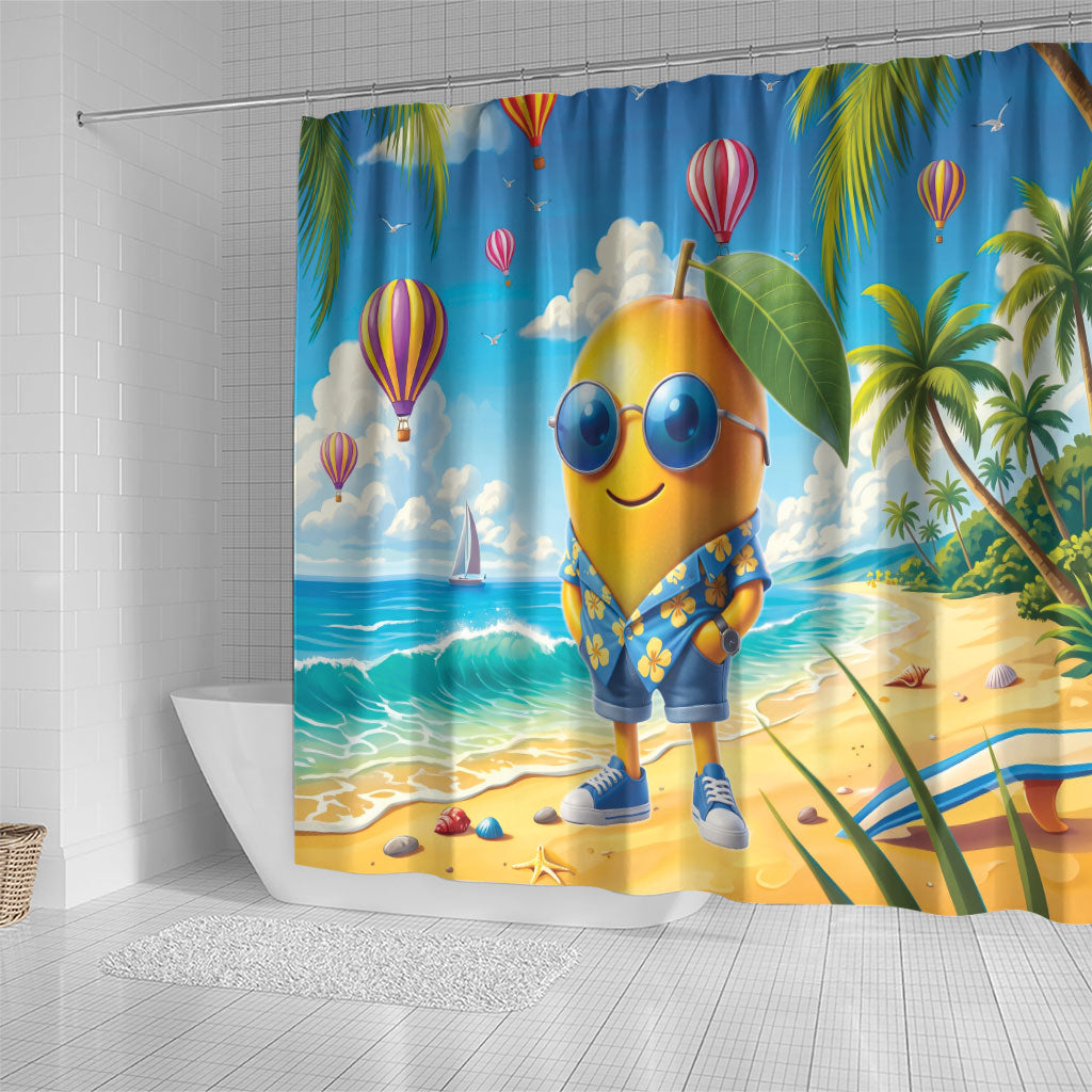 Funny Hawaii Mango Shower Curtain Tropical Summer Beach Mascot Vacation LT19 - Polynesian Pride