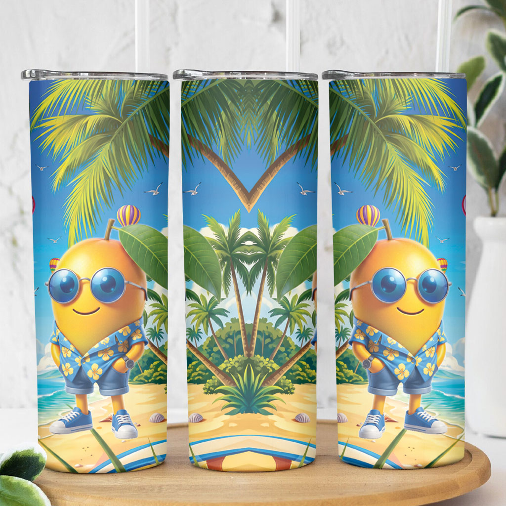 Funny Hawaii Mango Skinny Tumbler Tropical Summer Beach Mascot Vacation LT19 - Polynesian Pride