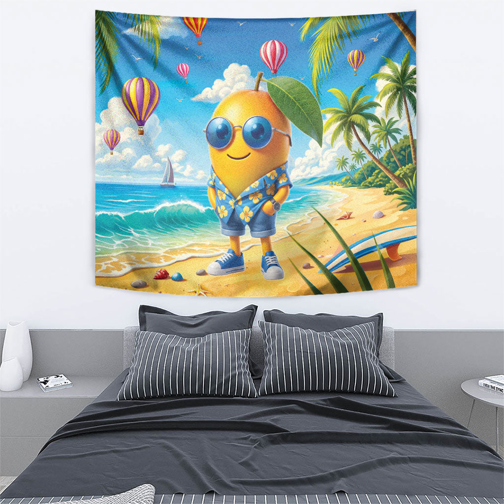 Funny Hawaii Mango Tapestry Tropical Summer Beach Mascot Vacation LT19 - Polynesian Pride
