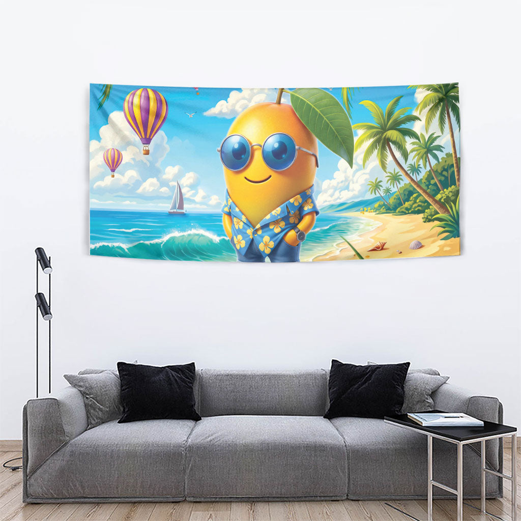 Funny Hawaii Mango Tapestry Tropical Summer Beach Mascot Vacation LT19 - Polynesian Pride