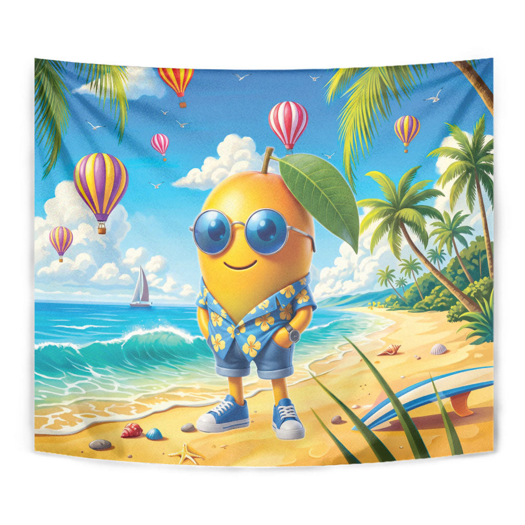 Funny Hawaii Mango Tapestry Tropical Summer Beach Mascot Vacation LT19 - Polynesian Pride