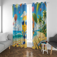 Funny Hawaii Mango Window Curtain Tropical Summer Beach Mascot Vacation LT19 With Grommets Blue - Polynesian Pride