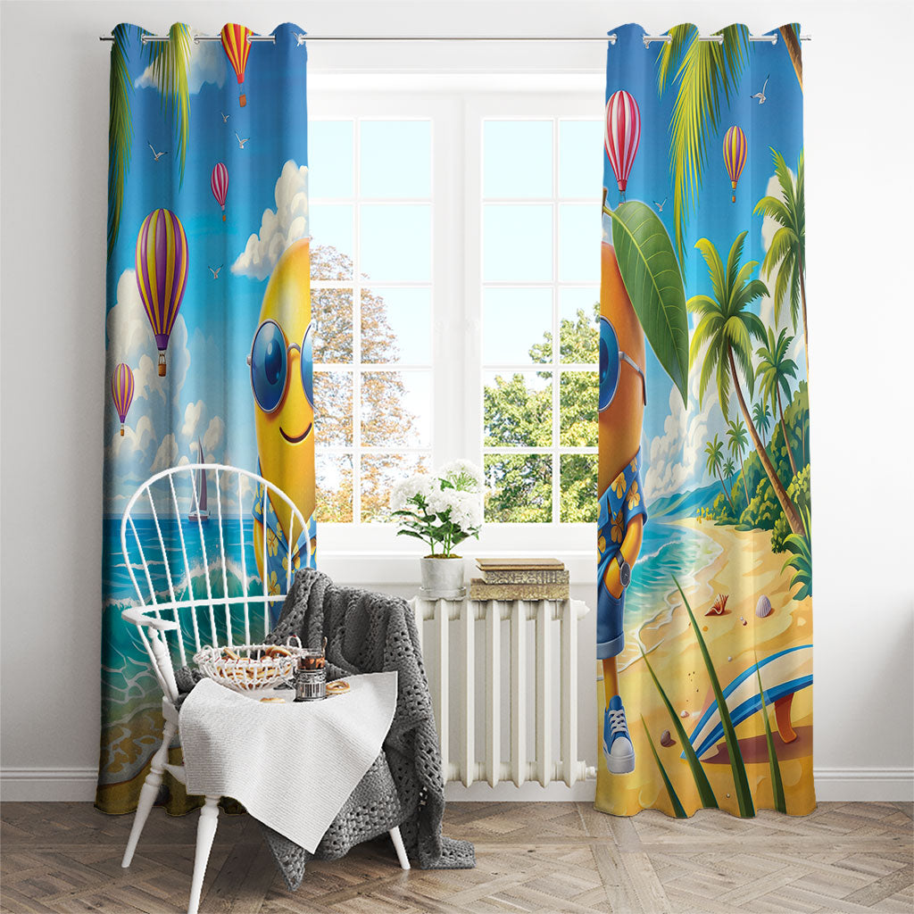Funny Hawaii Mango Window Curtain Tropical Summer Beach Mascot Vacation LT19 - Polynesian Pride