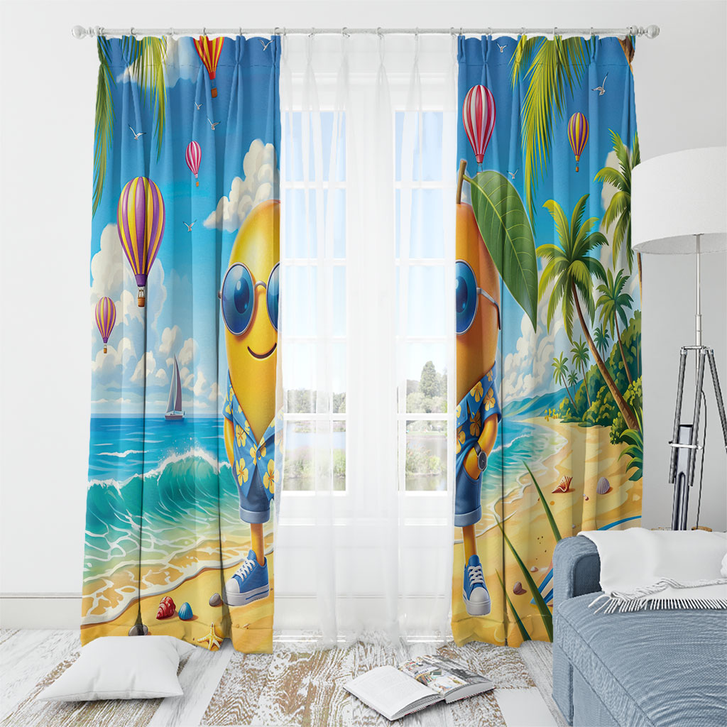 Funny Hawaii Mango Window Curtain Tropical Summer Beach Mascot Vacation LT19 - Polynesian Pride
