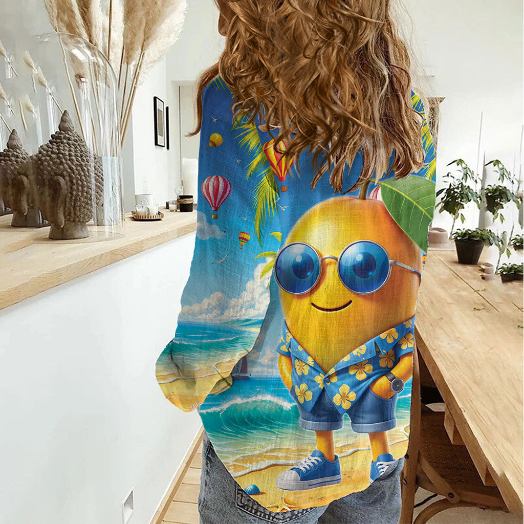 Funny Hawaii Mango Women Casual Shirt Tropical Summer Beach Mascot Vacation LT19 - Polynesian Pride