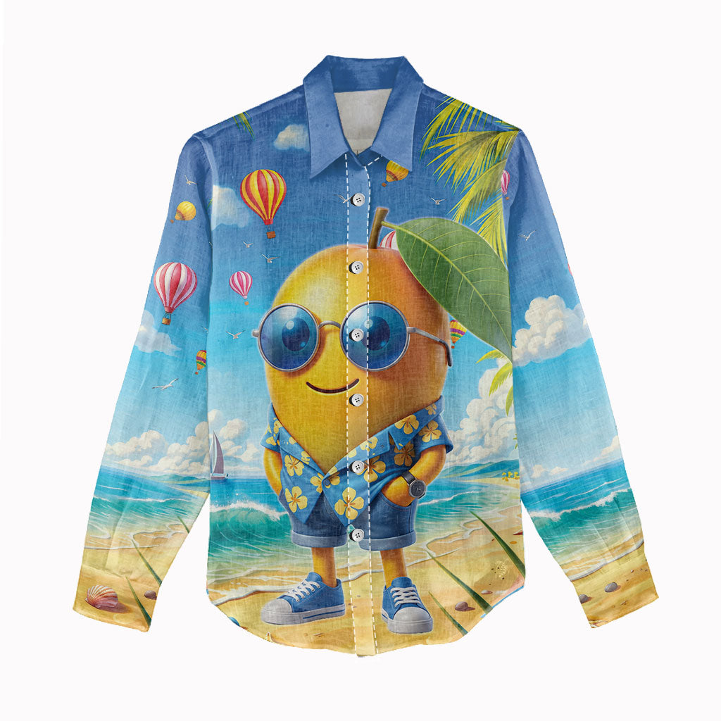 Funny Hawaii Mango Women Casual Shirt Tropical Summer Beach Mascot Vacation LT19 - Polynesian Pride