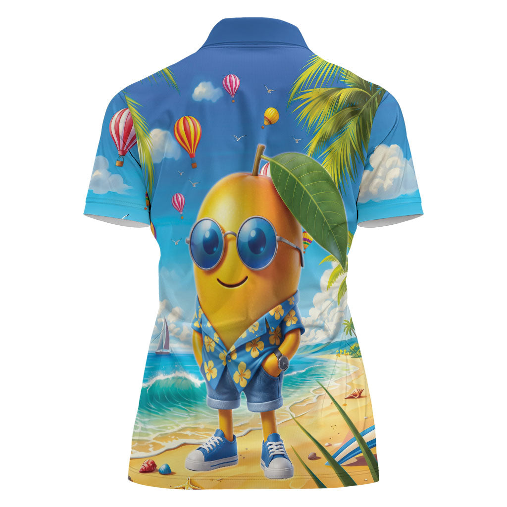 Funny Hawaii Mango Women Polo Shirt Tropical Summer Beach Mascot Vacation LT19 - Polynesian Pride