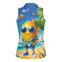 Funny Hawaii Mango Women Sleeveless Polo Shirt Tropical Summer Beach Mascot Vacation LT19 - Polynesian Pride