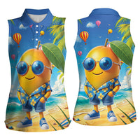 Funny Hawaii Mango Women Sleeveless Polo Shirt Tropical Summer Beach Mascot Vacation LT19 - Polynesian Pride