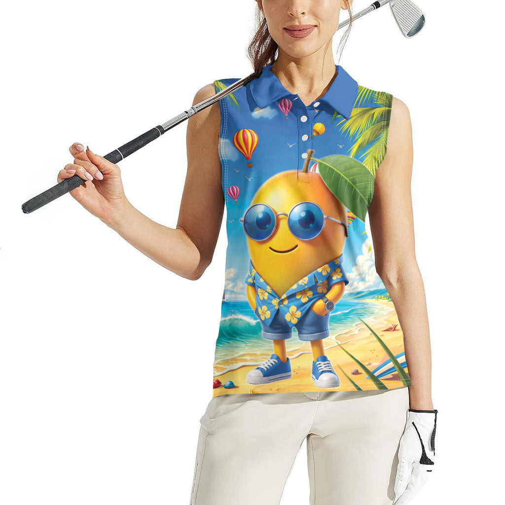 Funny Hawaii Mango Women Sleeveless Polo Shirt Tropical Summer Beach Mascot Vacation LT19 - Polynesian Pride