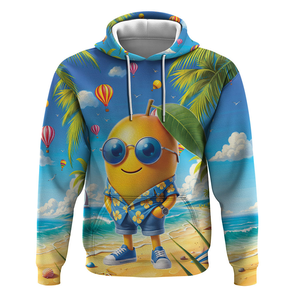 Funny Hawaii Mango Zip Hoodie Tropical Summer Beach Mascot Vacation LT19 Pullover Hoodie Blue - Polynesian Pride