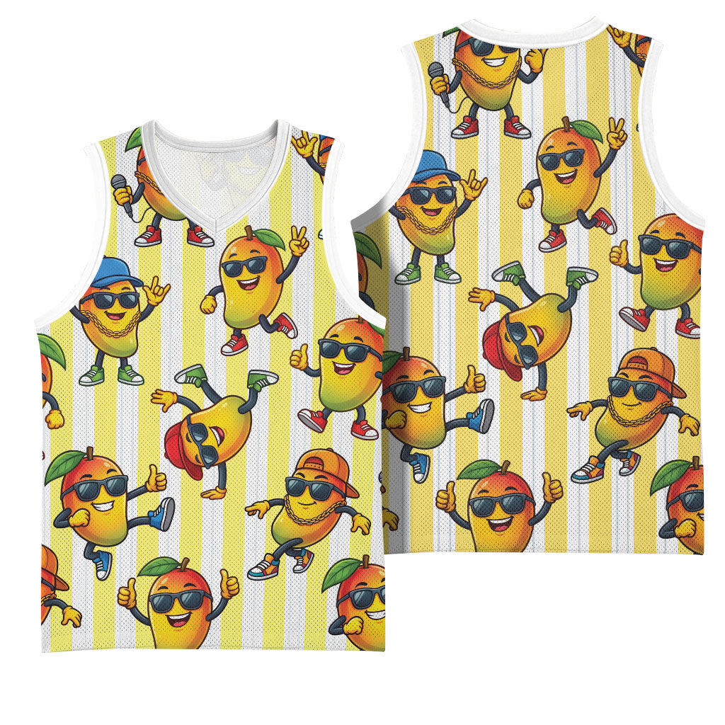 Funny Hawaii Mango Hip Hop Cartoon Basketball Jersey Summer Beach Party LT19 - Polynesian Pride