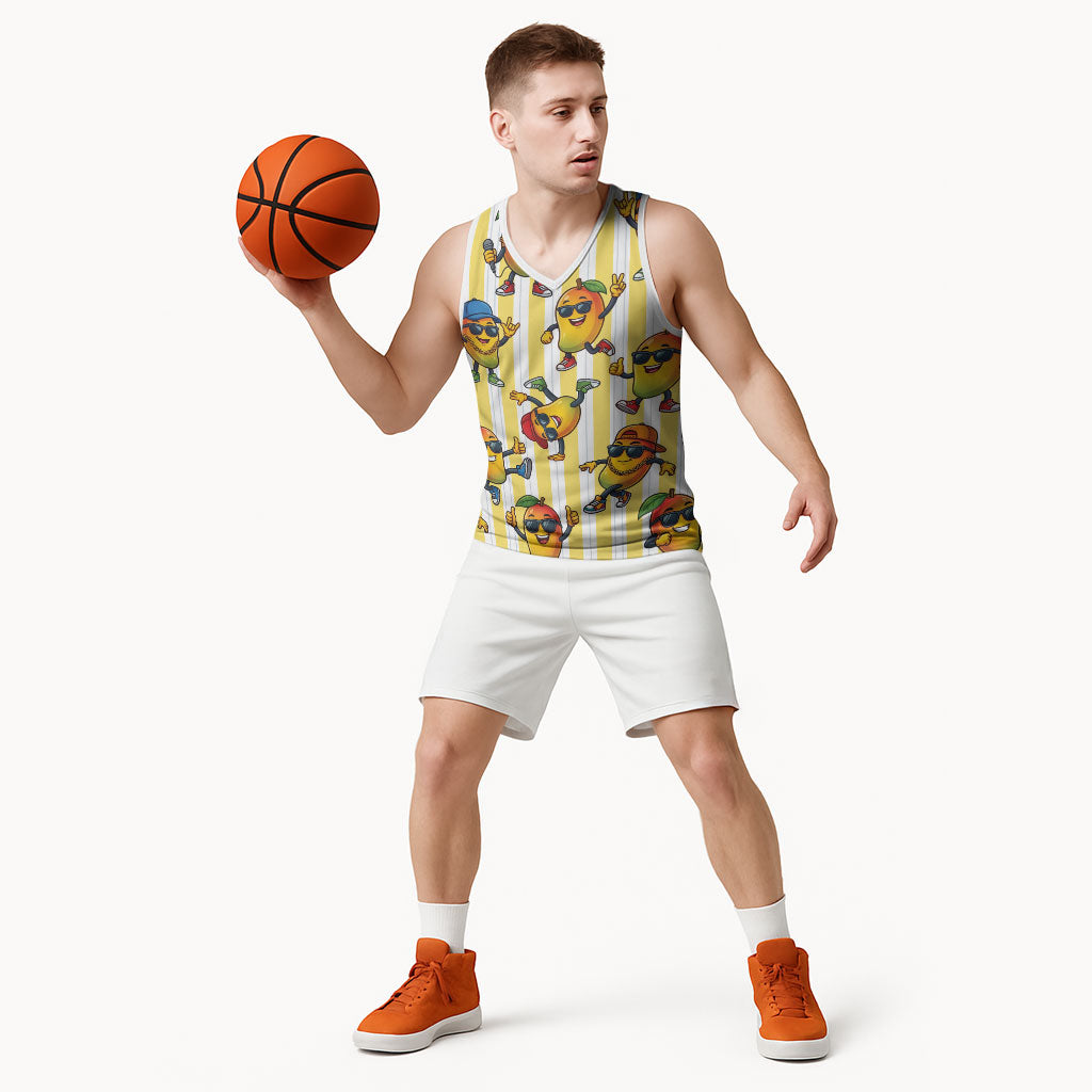 Funny Hawaii Mango Hip Hop Cartoon Basketball Jersey Summer Beach Party LT19 - Polynesian Pride