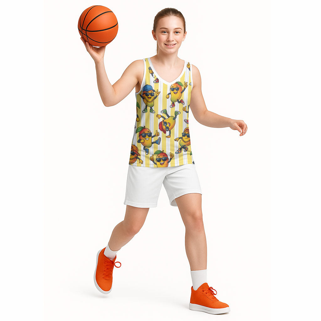 Funny Hawaii Mango Hip Hop Cartoon Basketball Jersey Summer Beach Party LT19 - Polynesian Pride