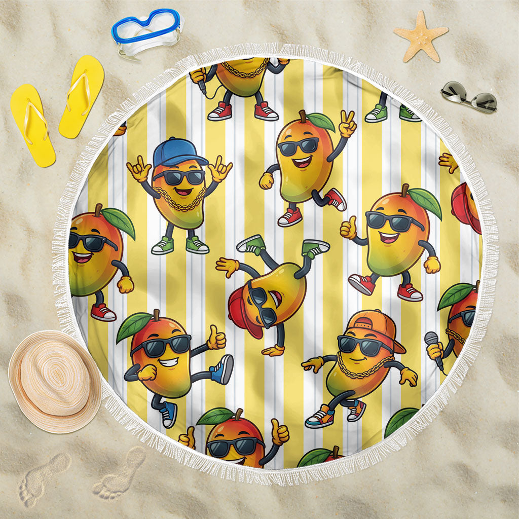 Funny Hawaii Mango Hip Hop Cartoon Beach Blanket Summer Beach Party LT19 One Size 150cm Yellow - Polynesian Pride