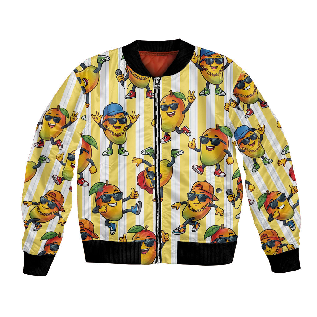 Funny Hawaii Mango Hip Hop Cartoon Bomber Jacket Summer Beach Party LT19 Unisex Yellow - Polynesian Pride