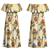 Funny Hawaii Mango Hip Hop Cartoon Couples Matching Off Shoulder Maxi Dress and Hawaiian Shirt Summer Beach Party LT19 - Polynesian Pride