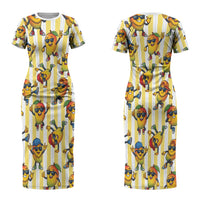 Funny Hawaii Mango Hip Hop Cartoon Couples Matching Short Sleeve Bodycon Dress and Hawaiian Shirt Summer Beach Party LT19 - Polynesian Pride