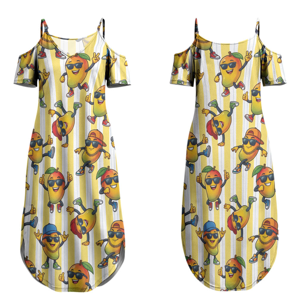 Funny Hawaii Mango Hip Hop Cartoon Couples Matching Summer Maxi Dress and Hawaiian Shirt Summer Beach Party LT19 - Polynesian Pride