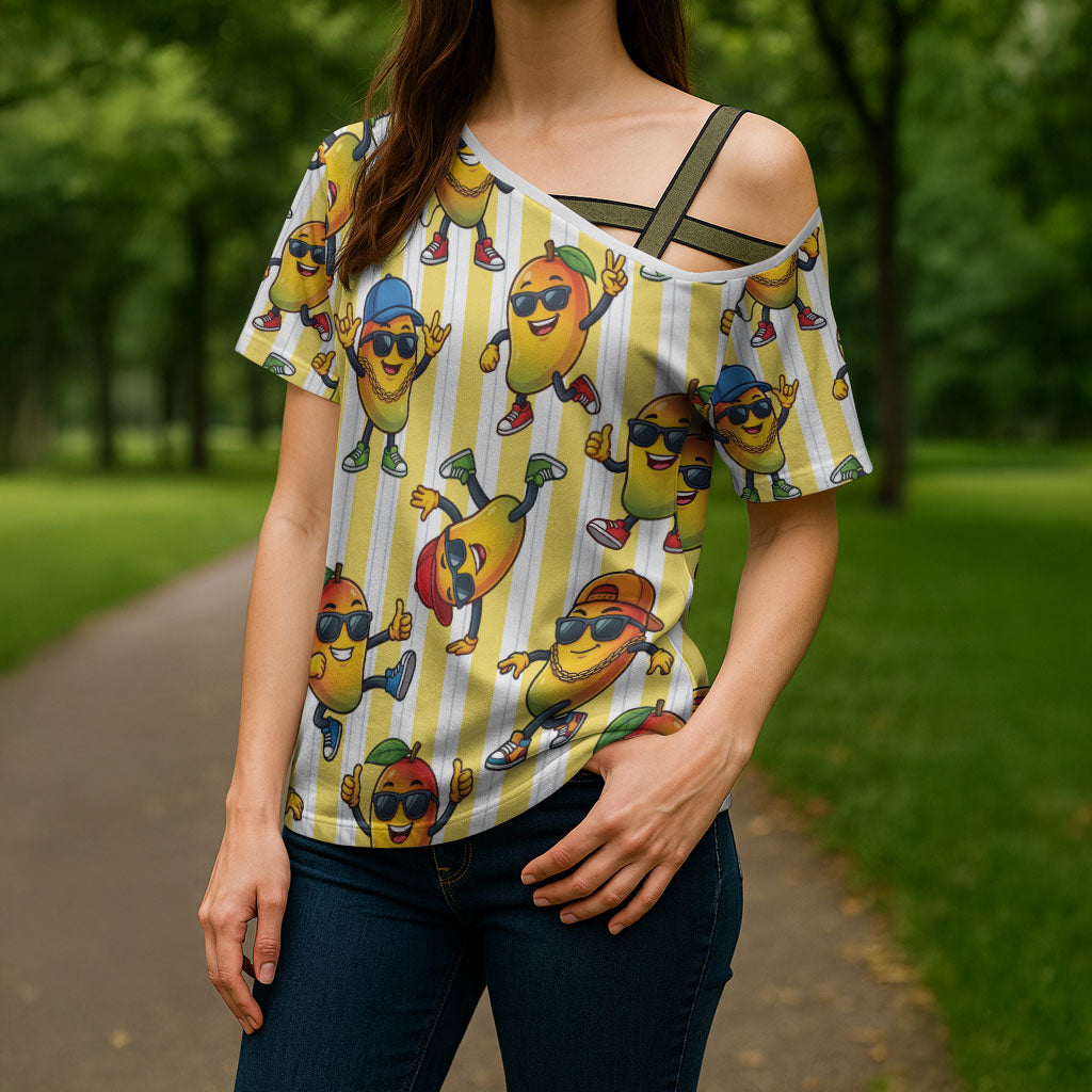 Funny Hawaii Mango Hip Hop Cartoon Cross Shoulder Shirt Summer Beach Party LT19 - Polynesian Pride