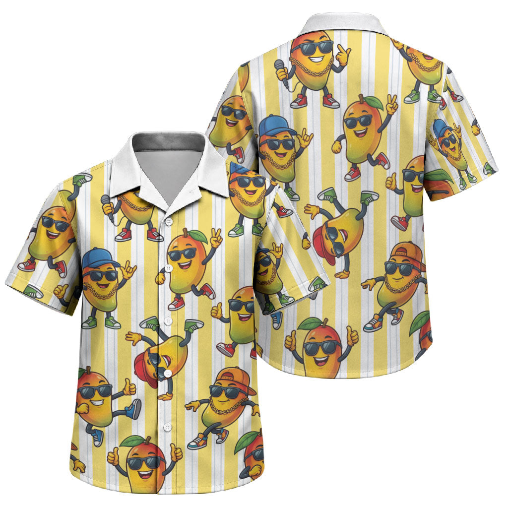 Funny Hawaii Mango Hip Hop Cartoon Family Matching Long Sleeve Bodycon Dress and Hawaiian Shirt Summer Beach Party LT19 Son's Shirt Yellow - Polynesian Pride