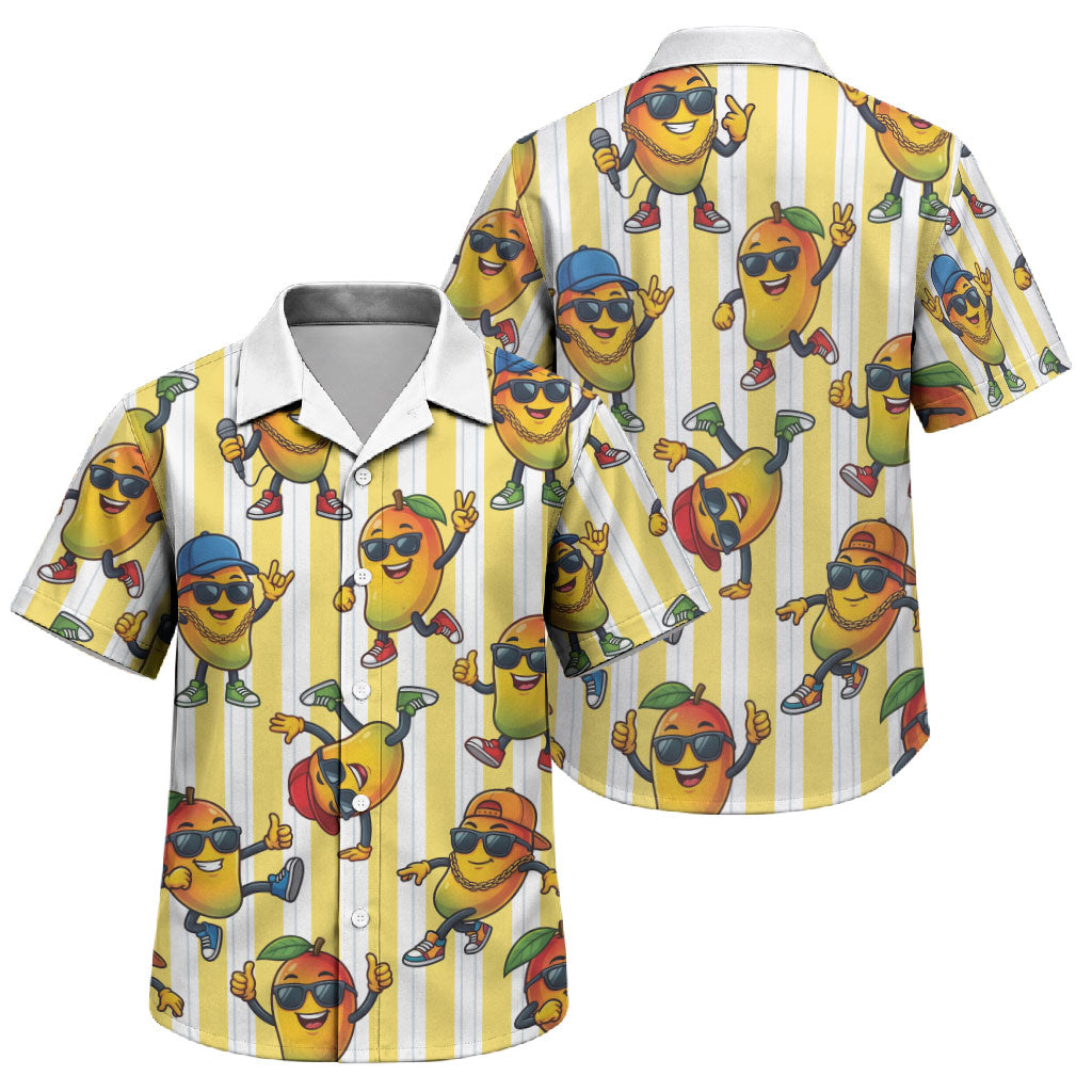 Funny Hawaii Mango Hip Hop Cartoon Family Matching Mermaid Dress and Hawaiian Shirt Summer Beach Party LT19 Son's Shirt Yellow - Polynesian Pride