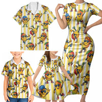 Funny Hawaii Mango Hip Hop Cartoon Family Matching Short Sleeve Bodycon Dress and Hawaiian Shirt Summer Beach Party LT19 - Polynesian Pride