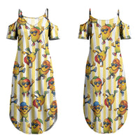 Funny Hawaii Mango Hip Hop Cartoon Family Matching Summer Maxi Dress and Hawaiian Shirt Summer Beach Party LT19 Mom's Dress Yellow - Polynesian Pride