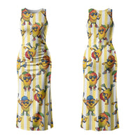 Funny Hawaii Mango Hip Hop Cartoon Family Matching Tank Maxi Dress and Hawaiian Shirt Summer Beach Party LT19 Mom's Dress Yellow - Polynesian Pride